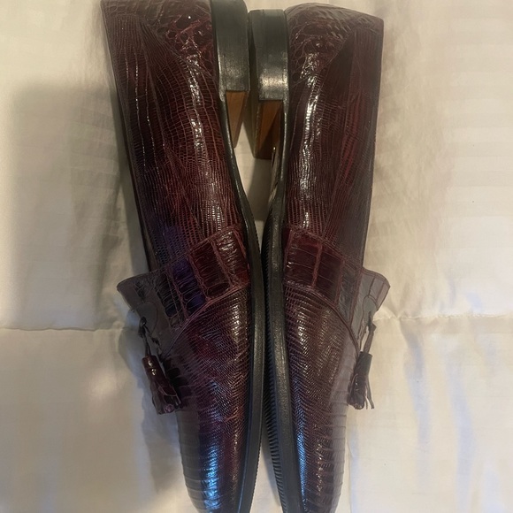 Men’s De La Rentis crocodile shoes, burgundy/brown - Picture 6 of 7